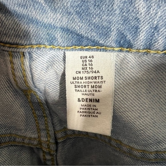 H&M Womens Ultra High Waist Light Wash Distressed Mom Shorts Plus Size 16 - Picture 4 of 8